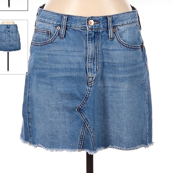 J. Crew High Rise Raw Hem Denim Skirt - Picture 2 of 10